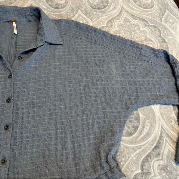 Free People Ray of Light Button Down Waffle Knit Shirt Dress - Picture 7 of 8